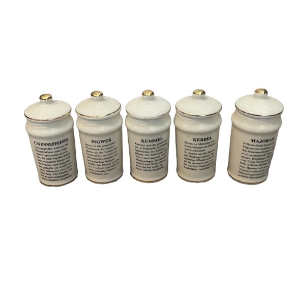 set of 5 vintage MJ Hummel porcelain spice jars, Danbury Mint 1987 Dutch version - Picture 4 of 10